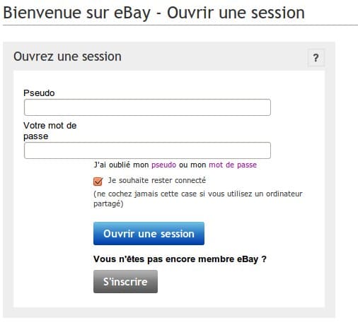 Ebay ouvrir une session